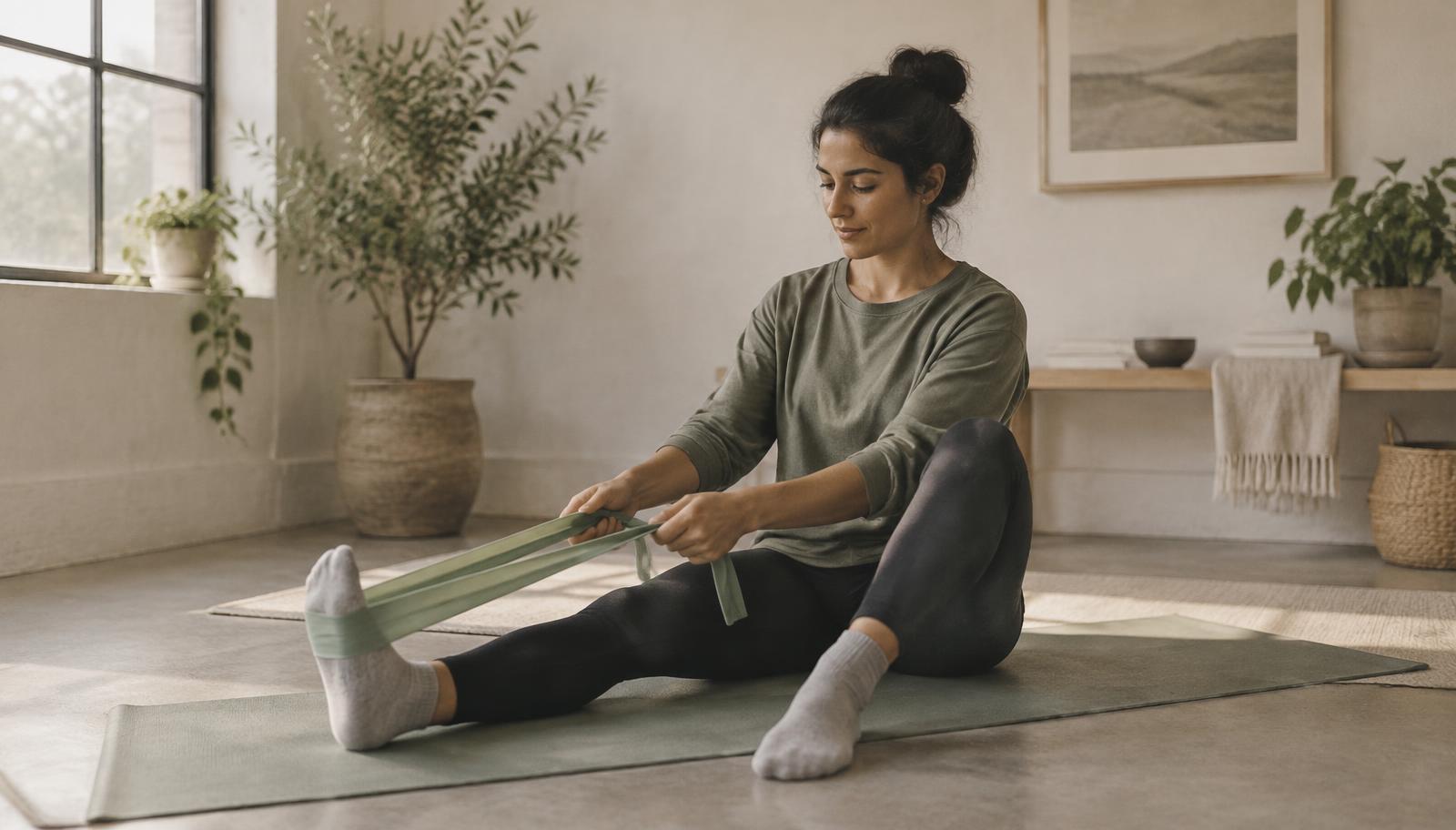 A patient working through a gentle resistance band rehabilitation exercise